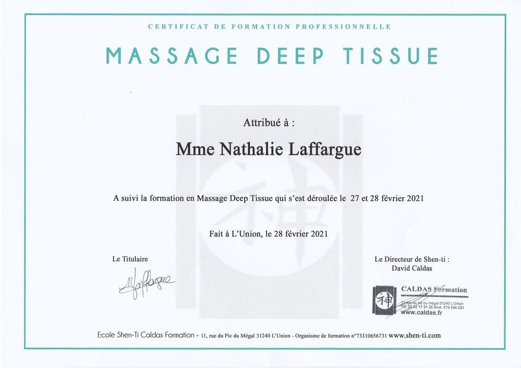 Certificat massage deep tissue
