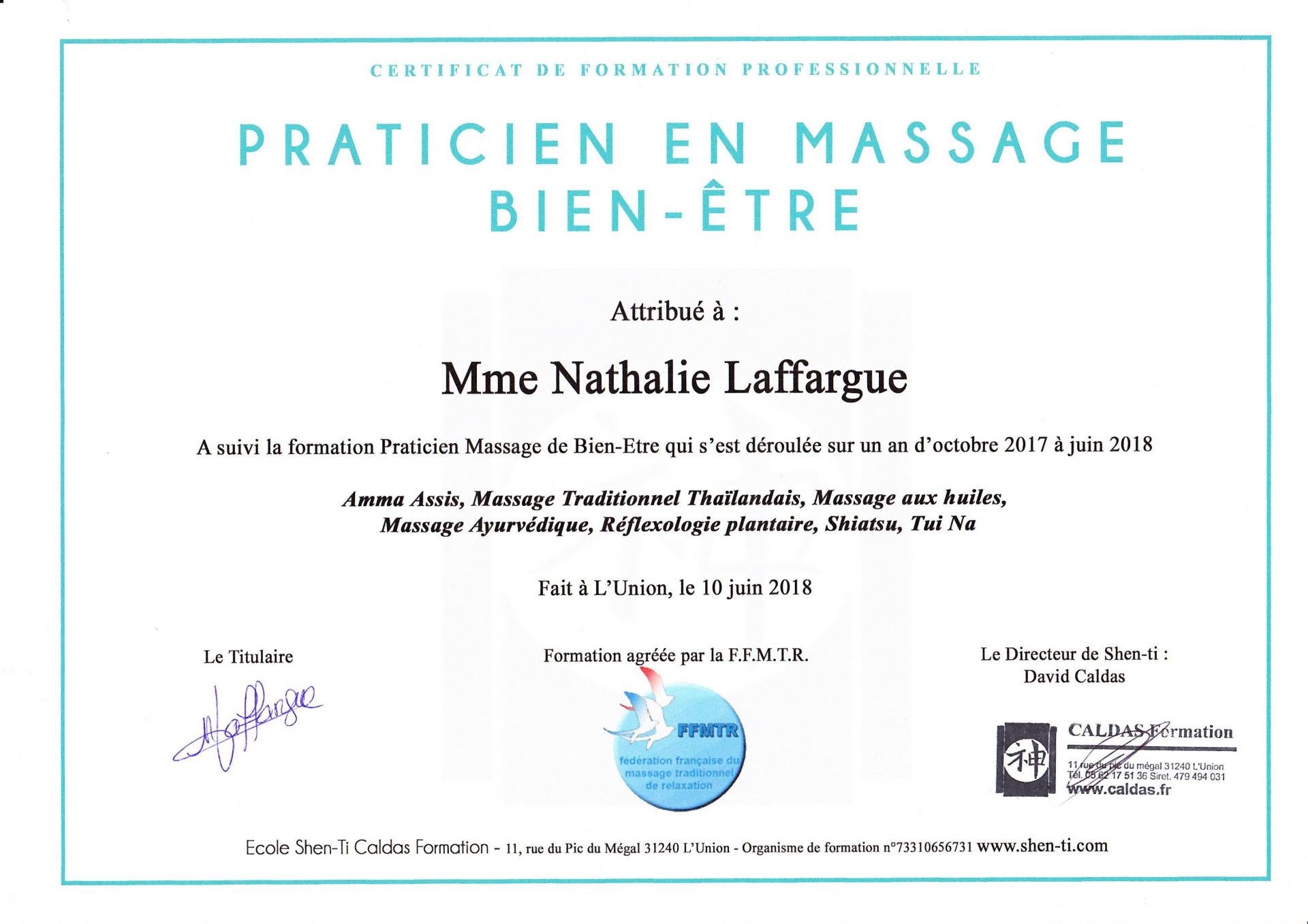 Diplome praticien massage bien etre